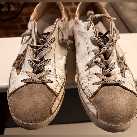 Golden goose superstar with animal print and gold sz 10 - Picture 2 of 8